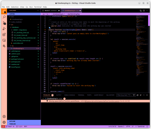 MLE code written in TypeScript in VSCode